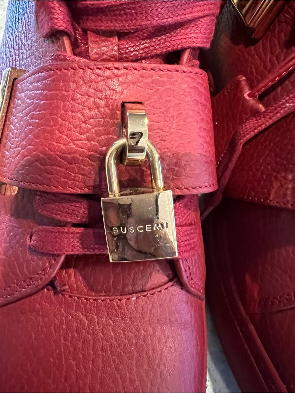 Buscemi Red Exterior with Tan Interior Leather Shoes